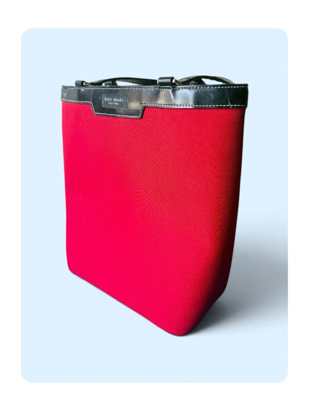 ★ Vintage Kate Spade New York Structured Nylon/Leather Shoulder Bag Red/Black ★